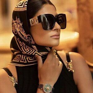 Versace VE4402 GB1/87 Sunglasses Black Square Frame, Dark Grey Lenses